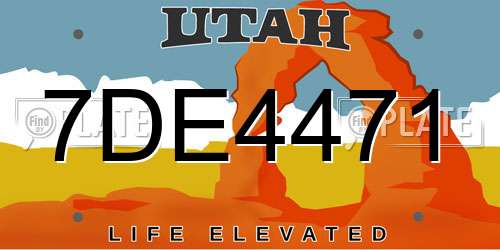 7DE4471 Utah License Plate