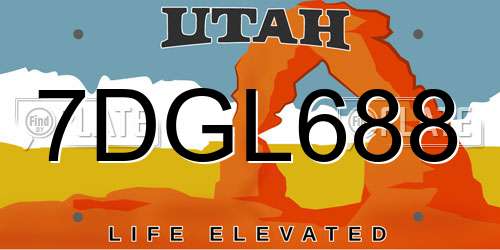 7DGL688 Utah License Plate