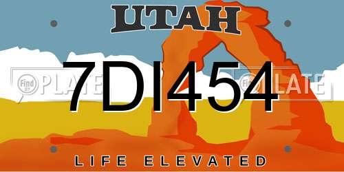 7DI454 Utah License Plate