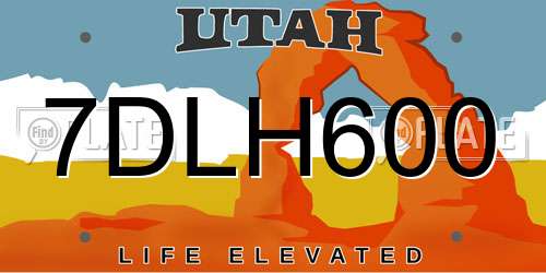 7DLH600 Utah License Plate