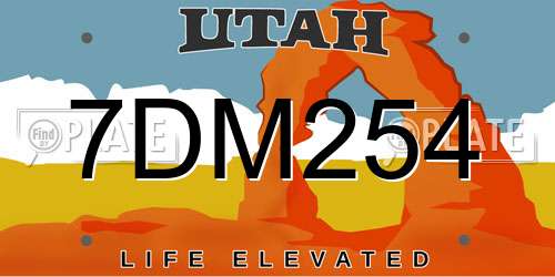 7DM254 Utah License Plate