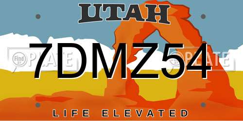 7DMZ54 Utah License Plate