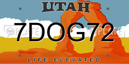 7DOG72 Utah License Plate