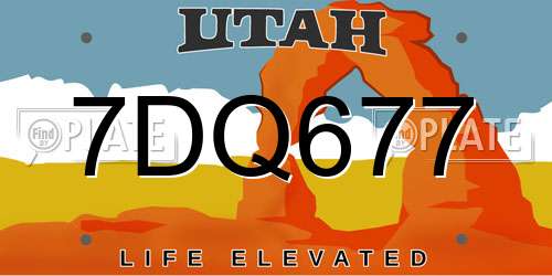 7DQ677 Utah License Plate