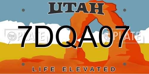 7DQA07 Utah License Plate