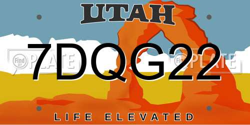 7DQG22 Utah License Plate