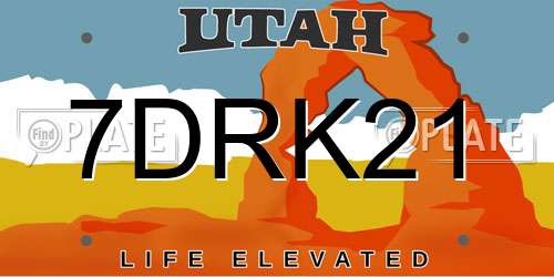 7DRK21 Utah License Plate