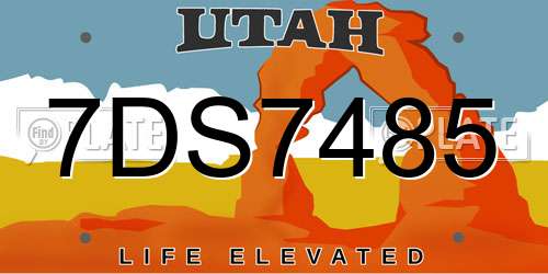 7DS7485 Utah License Plate