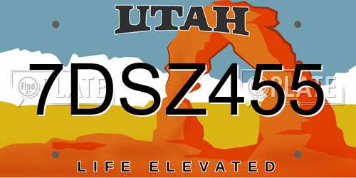 7DSZ455 Utah License Plate