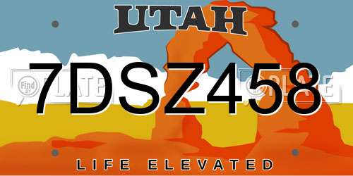 7DSZ458 Utah License Plate