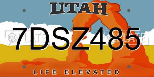 7DSZ485 Utah License Plate