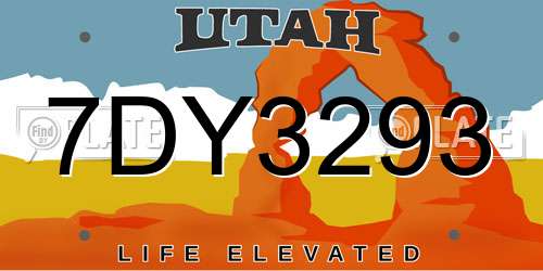 7DY3293 Utah License Plate