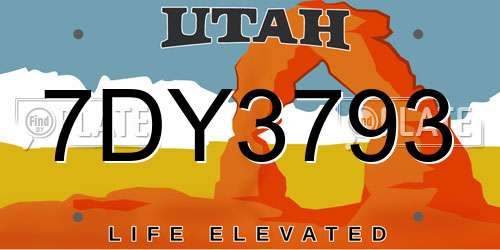 7DY3793 Utah License Plate