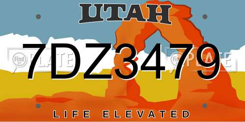 7DZ3479 Utah License Plate
