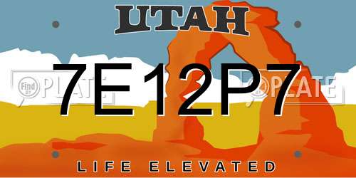 7E12P7 Utah License Plate