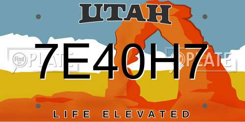7E40H7 Utah License Plate