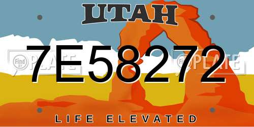 7E58272 Utah License Plate