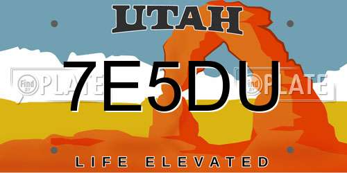 7E5DU Utah License Plate