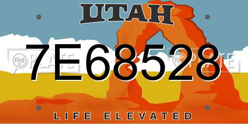 7E68528 Utah License Plate