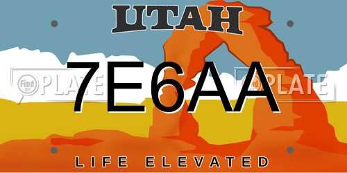 7E6AA Utah License Plate