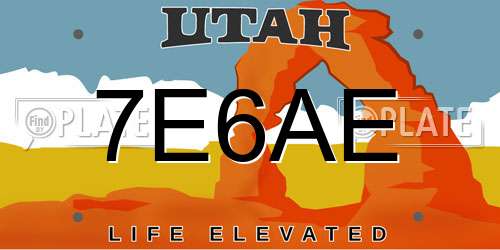 7E6AE Utah License Plate
