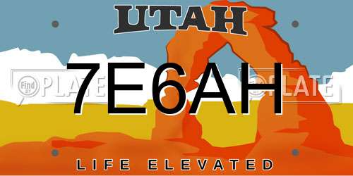 7E6AH Utah License Plate