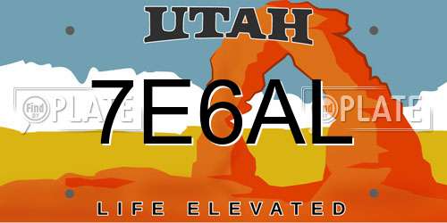 7E6AL Utah License Plate