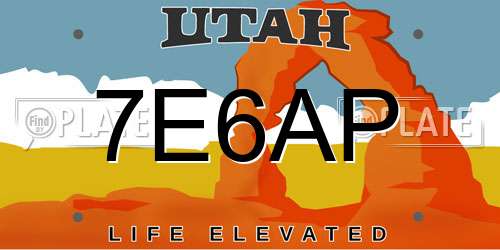 7E6AP Utah License Plate