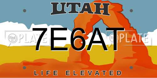 7E6AT Utah License Plate