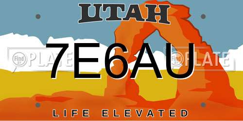 7E6AU Utah License Plate