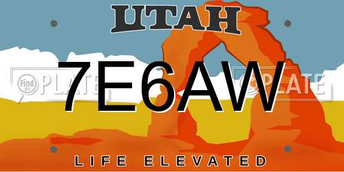 7E6AW Utah License Plate