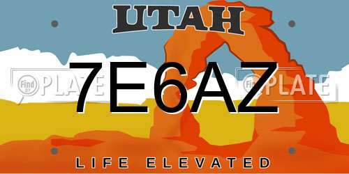 7E6AZ Utah License Plate