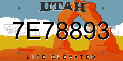 7E78893 Utah License Plate