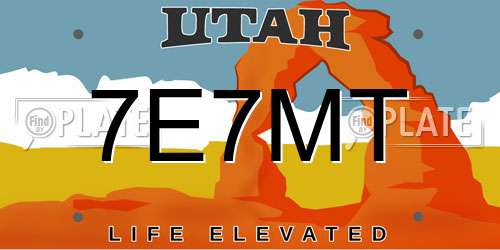 7E7MT Utah License Plate