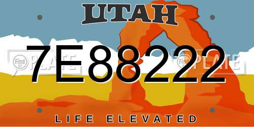 7E88222 Utah License Plate