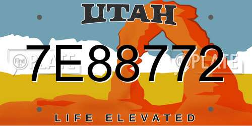 7E88772 Utah License Plate