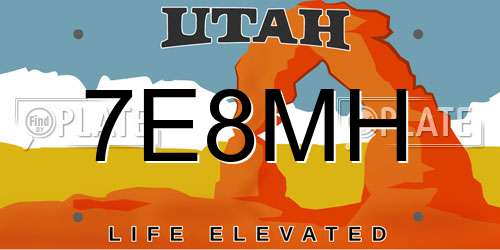 7E8MH Utah License Plate