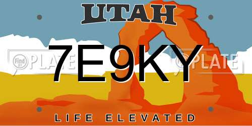 7E9KY Utah License Plate