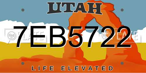 7EB5722 Utah License Plate