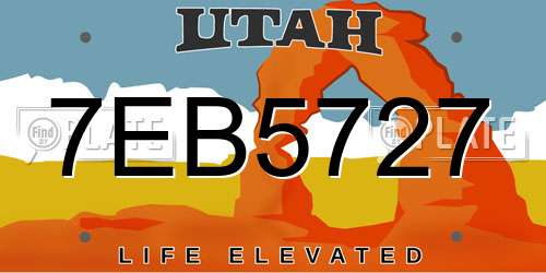 7EB5727 Utah License Plate