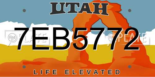 7EB5772 Utah License Plate