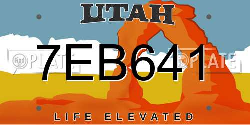 7EB641 Utah License Plate