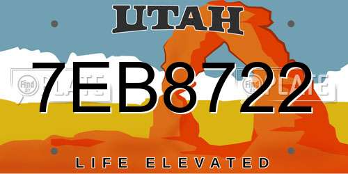 7EB8722 Utah License Plate