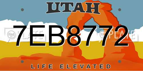 7EB8772 Utah License Plate