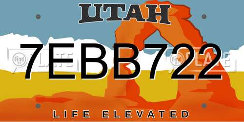 7EBB722 Utah License Plate