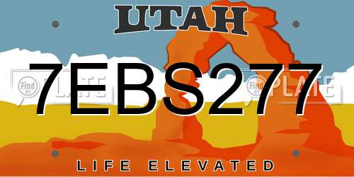 7EBS277 Utah License Plate
