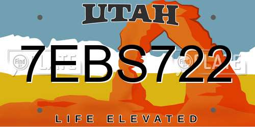 7EBS722 Utah License Plate