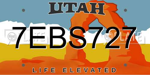 7EBS727 Utah License Plate