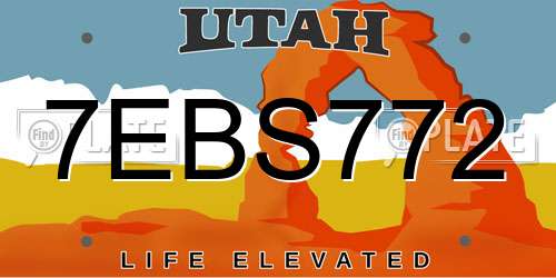 7EBS772 Utah License Plate