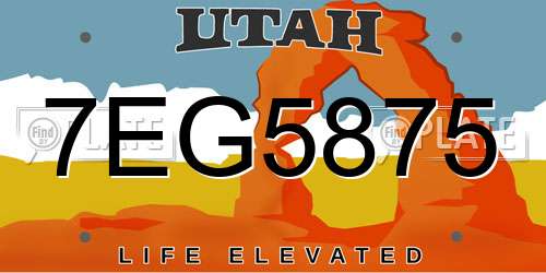 7EG5875 Utah License Plate